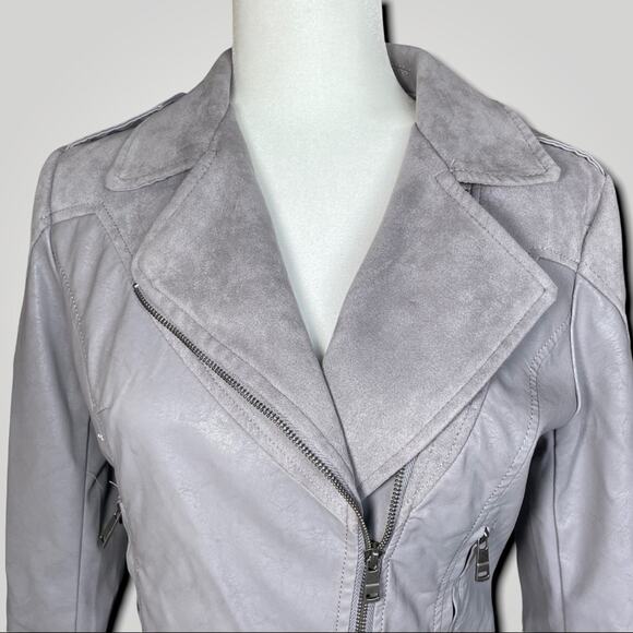 LA COALITION MOTO BOHO VEGAN MIXED LEATHER ZIP JACKET SMALL - Picture 1 of 8